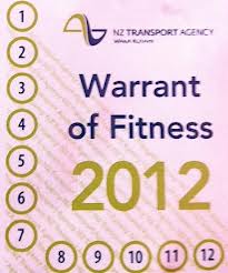Warrant of Fitness sticker example